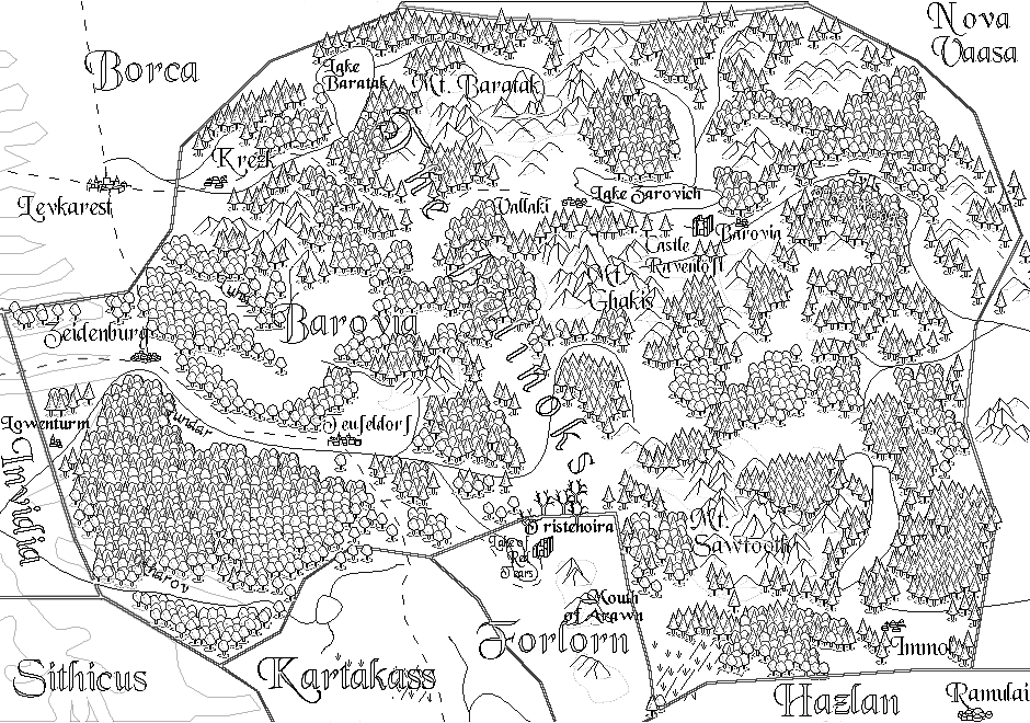 Barovia Black White Canon Map