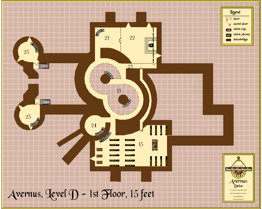 Avernus, level D, 1st floor, 15 feet