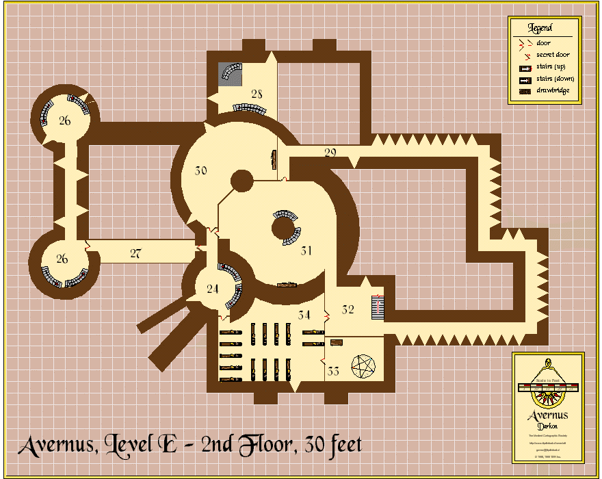 Avernus, level E, 2nd floor, 30 feet