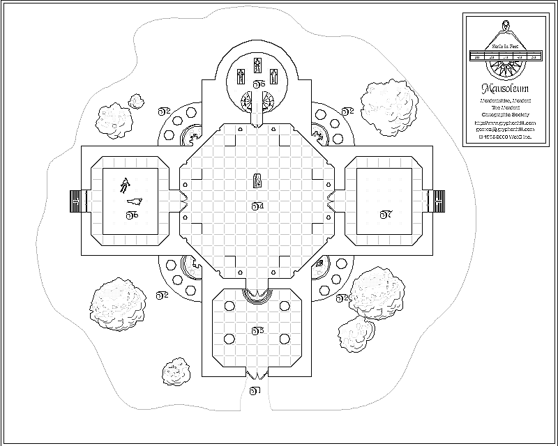 Heather House Mausoleum - Black & White Map